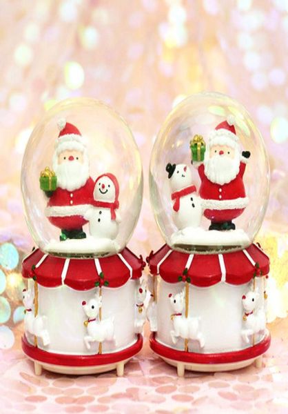 DHL 12 stili Babbo Natale Sfera di cristallo Luci natalizie Palla d'acqua rotante carillon di neve di Regali di Natale Giocattoli per bambini9862718