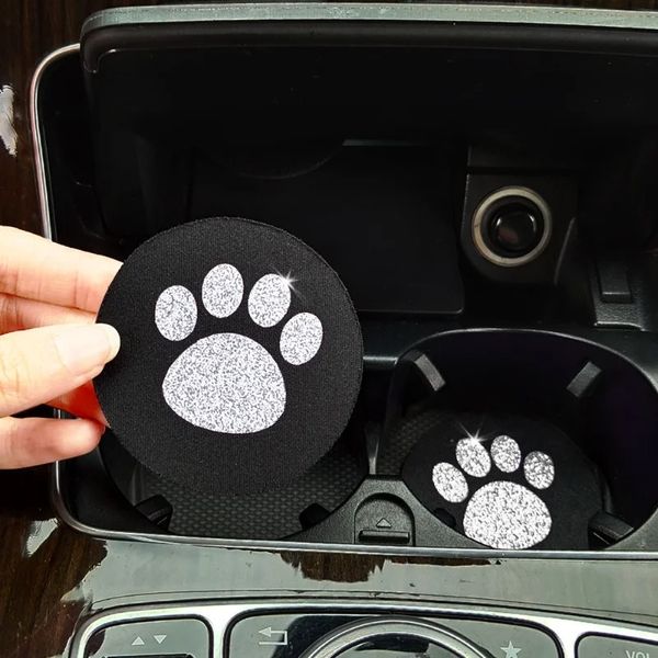 2pcs Nicht-Rutschauto-Wasserbecher-Katze Katze Paw Footprint Gummi-Matte für Flaschenhalter Coaster Auto Interior Anti-Skid Cup-Halter