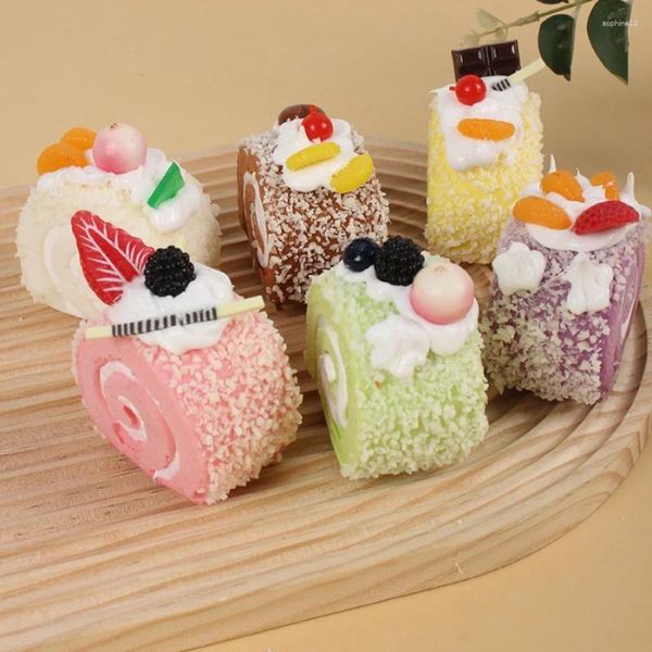 Dekorative Blumen Simulation Biskuitrolle Kuchen Modell Dessert Fake Food Home Stage Crafts Pografie Requisiten Shop Display