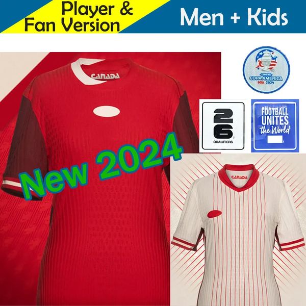 Nuova maglia da calcio Canada Maillot de Foot 2024 Copa America Kit per bambini 2025 Maglia da calcio della squadra nazionale canadese 24/25 Versione giocatore casa lontano BUCHANAN DAVIES DAVID