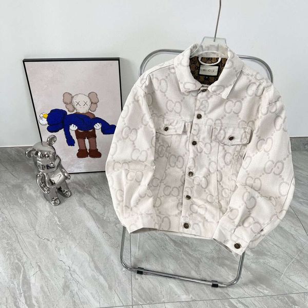 Designer di lusso Chaopai Classico Alla moda e versatile sia per uomo che per donna Giacca in denim con risvolto pieno jacquard bianco avorio primaverile per coppie