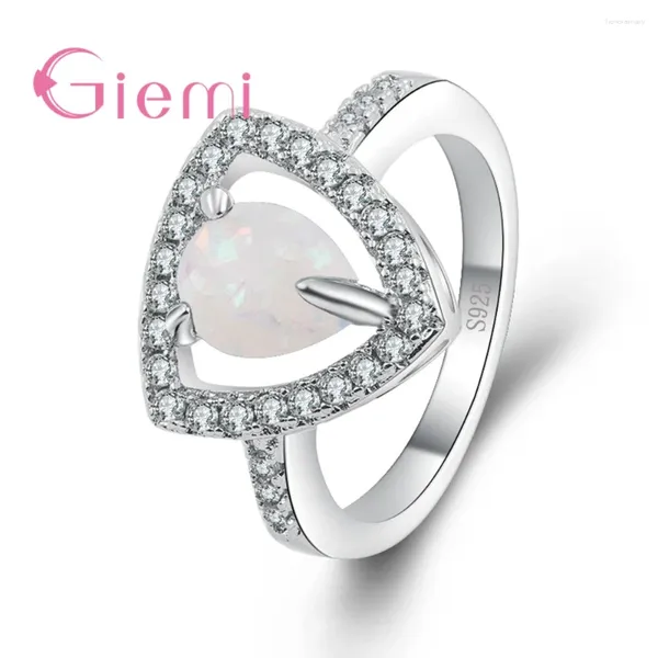 Cluster Ringe Trendy Wassertropfen 925 Sterling Silber Finger Mode Hohle Weibliche Bague Klar Opal Kristall Schmuck Für Frauen Party