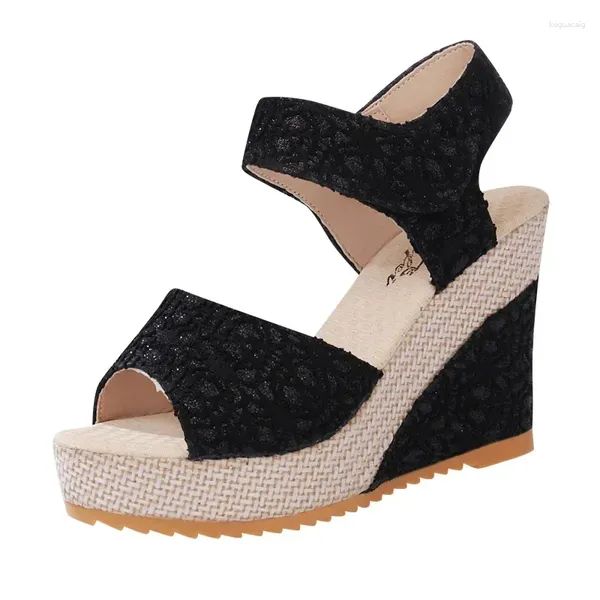 Sandalen Damen Wedges Outdoor 2024 Hochwertige Sommermode Mesh Peep Toe Plattform Einfarbig Damen Sandalen