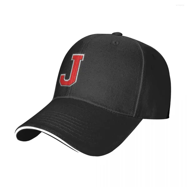 Шариковые шапки красная начальная буква J Регулируемая бейсбольная кепка для женщин Sport Высококачественный мужской удар хип-хоп-стрит приливные шляпы
