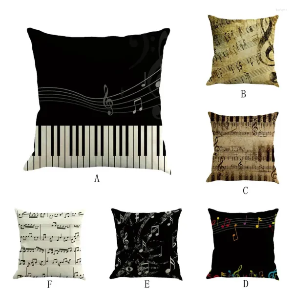 Travesseiro One Throw Cover Nota Musical Pintura Linho Caso Sofá Home Decor Criança Seda