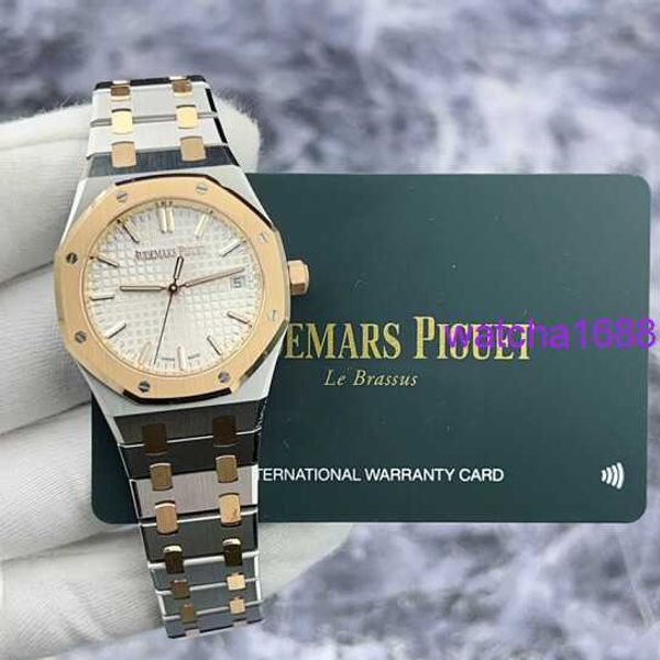 Schöne AP-Armbanduhr Royal Oak 77450SR, Raumgoldmaterial, automatische mechanische Damenuhr zum 50-jährigen Jubiläum, 34 mm