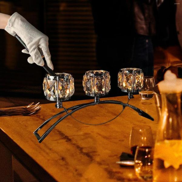 Kerzenhalter 3 Arme Glasschale Teelicht Candelabra Desktop Candelabrum Nordic Tea Light Halter für Pub Wohnzimmer El Urlaubsdekoration