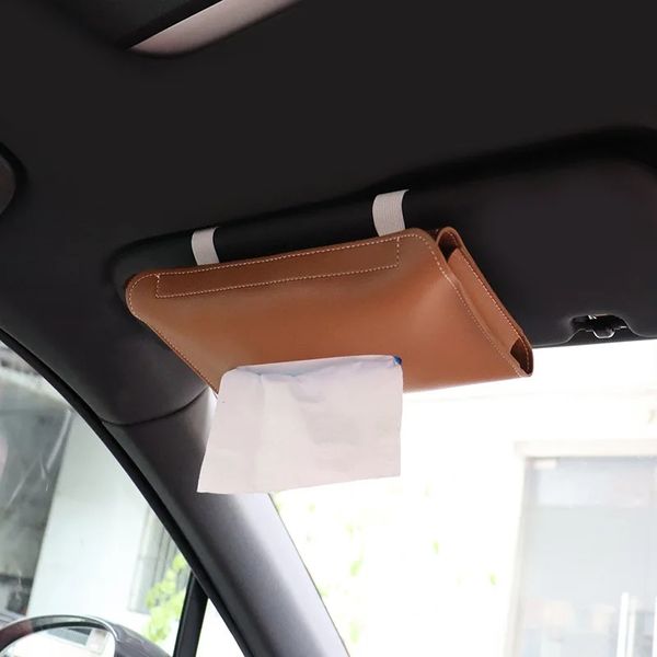 2024 1 pezzi di asciugamani in scatola del tessuto per auto Set di auto Sun Visor Tissue Box Porta della scatola per interni Auto Decorazione per auto Visor Tissuta