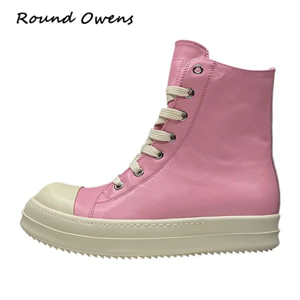 Stiefel Dekherw Frauen Motorrad Männer dicker Winter High Top -Stiefel Roneaker lässige Schnüre -up -Flat rosa Schuhe