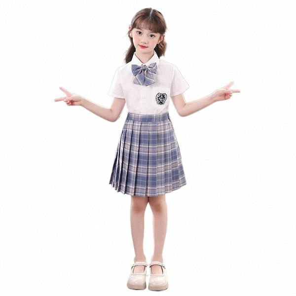 estate bianca School Girl uniforme coreana stile preppy gonna a pieghe Jk Set gonne scolastiche per ragazze adolescenti breve costume da studentessa w9WF #