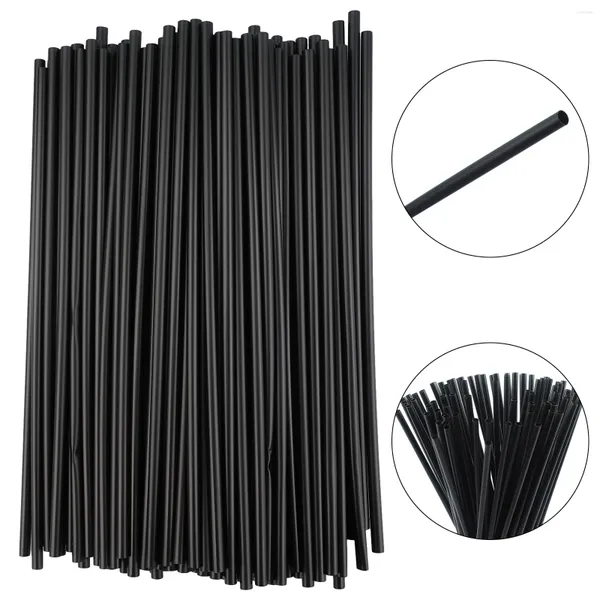 Bicchieri usa e getta Cannucce 260 X 6 Mm 100 pezzi Tubi in plastica nera per tè a bolle Accessori bar da cucina fai da te