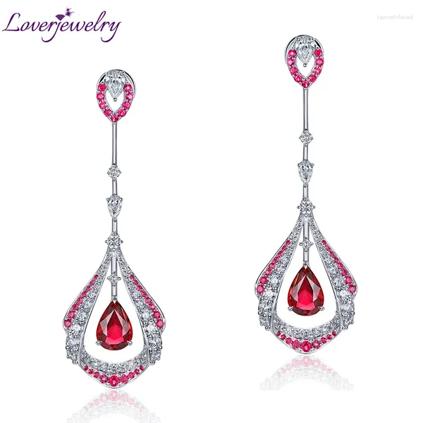 Ohrhänger LOVERJEWELRY Rubingold 18Kt Au750 Weißer Birnenschliff mit 1,30Ct Diamanten Tropfen für Damen Party Edlen Schmuck