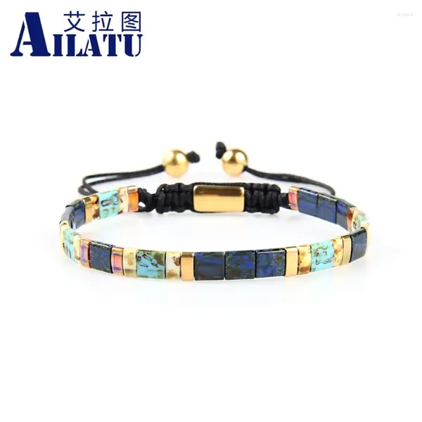 Strang Mix Farben Böhmisches handgemachtes MIYUKI Tila Armband Retro quadratische Glasperlen trendiger verstellbarer Schmuck Private Logo Gravur