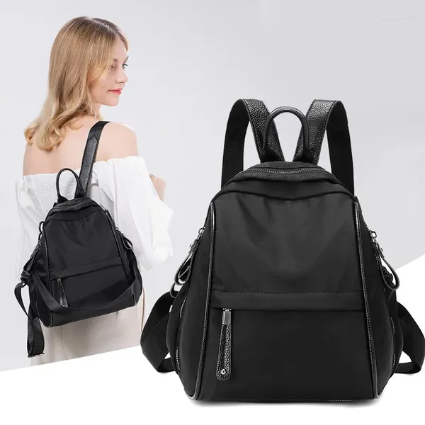 Sacos escolares preto mochila saco para mulher à prova d 'água feminina viagem lona pequena menina bonito bagpack mochila 2024 casual coreano mochila
