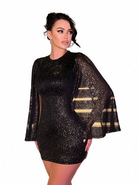 Glitter Cape Mini Dr Black Fi Sexy em torno do pescoço Glitz e Glamour Romper Z4Fy #