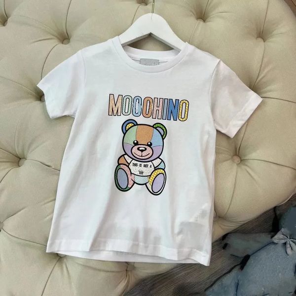 2024 En Yeni Çocuk Kısa Kollu Bebek T-Shirt Çocuk Giyim Mektubu Baskı Düz ​​Renk Konforlu Yaz Ürünleri Yeni Gelişler Boyut 90-160 cm