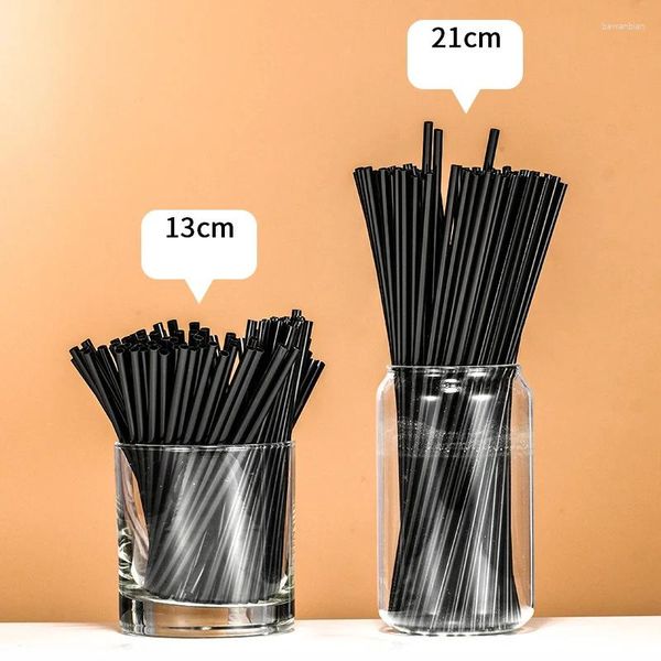 Bicchieri usa e getta Cannucce 500 Pezzi 4Mm Nero Sottile Cannuccia Caffè Plastica Short Bar Cocktail Decorazione Festa Nuziale Cena Succo Drink