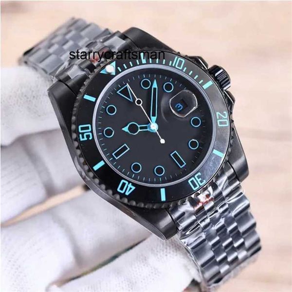 Relógio de luxo rlx limpo preto 40mm casual dial relógio de moda de negócios pulseira de aço inoxidável movimento automático relógios de pulso mecânicos