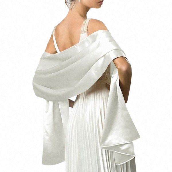 Красивая женская шаль 200*45 см Lg Свадебная вечеринка Белое атласное болеро d0az#