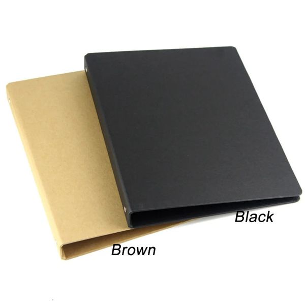 Marrom preto A4 B5 A5 A6 kraft notebook escritório fichário pasta 4 6 20 26 furos anéis capa espiral 240329