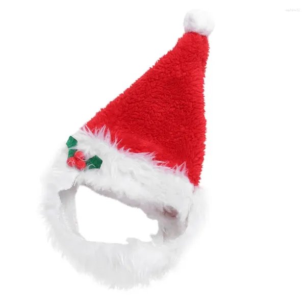 Одежда для собак, шляпа Санта-Клауса, плюшевая рождественско-зимняя шапка для бороды кота, утепленная повязка на шею, защитная повязка на голову для щенка, маленький опорный реквизит ()