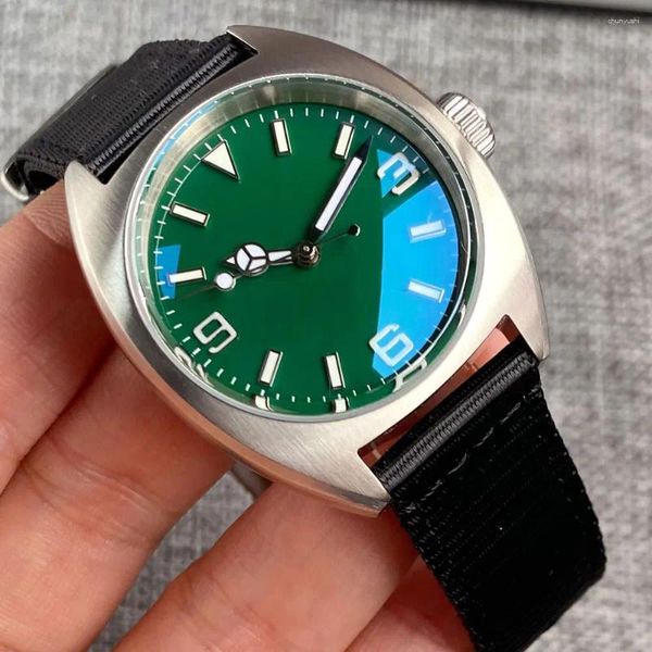 Relógios de pulso Diver 20Bar Tandorio 36mm Reloj Automático Japão NH35 PT5000 Relógio de Pulso Verde Lume Homens Dupla Cúpula Safira Vidro com AR