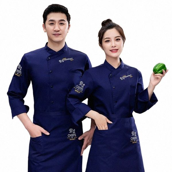 Hotel chef uniforme lg manga outono e inverno roupas masculinas respirável plus size garçom workwear restaurante ding quarto traseiro kit g4z0 #