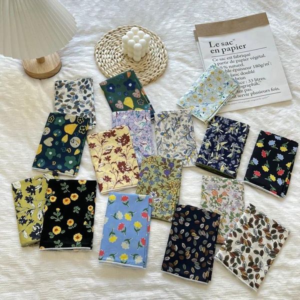 Lenços pequeno floral verão estilo coreano japonês puro algodão lenço quadrado literário mori menina bandana bandana