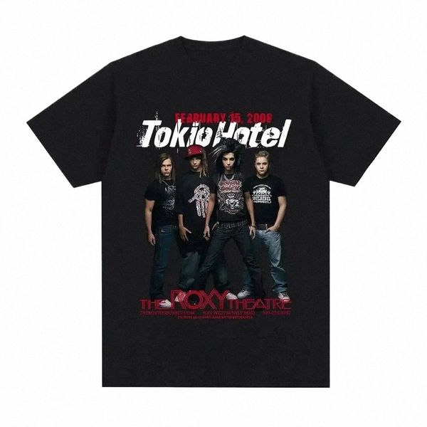 Rock Band Tokio Hotel Kaulitz Baskı Tshirt Pamuk T-Shirt Trend Kısa Kollu Tee Erkek Kadın Hip Hop Sokak Giyim Tişört Giysileri V4H7#