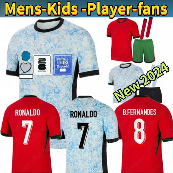 2024 Euro Cup Portuguesa Portugal Soccer Jerseys Ronaldo Joao Felix Pepe Bermardo B.Fernandes Camisa de Futebol 24 25 J. Moutinho Football Frush Men Men Kid