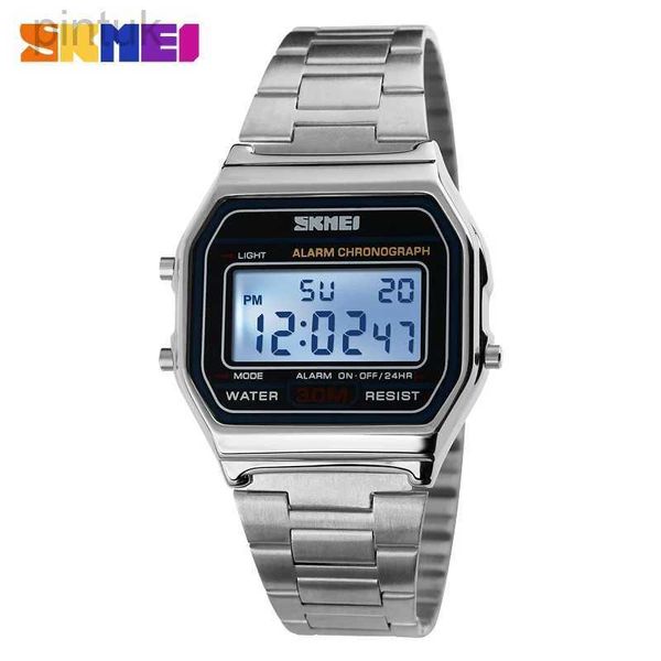 Relógios de pulso SKMEI Marca de luxo LED Digital Sport Watch Moda Casual Relógio de Pulso de Ouro Homens de Aço Inoxidável Militar À Prova D 'Água Relógios de Pulso 24329