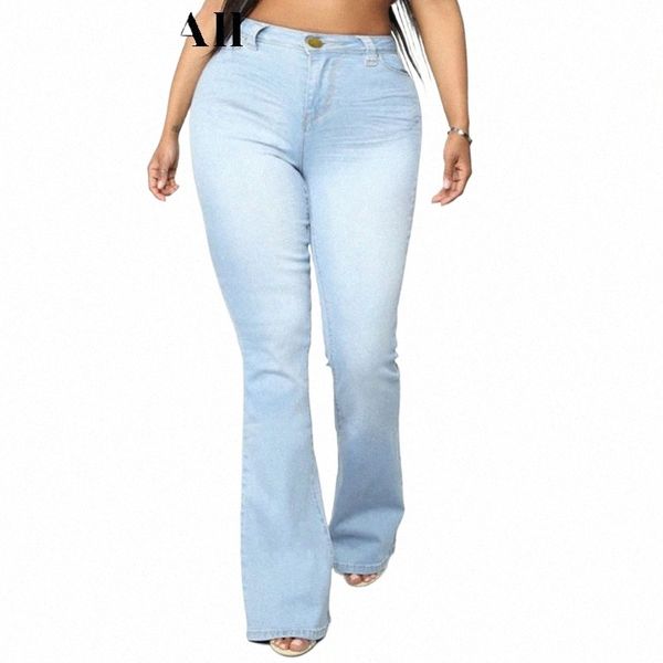 Plus Size Elastico Skinny bianco Lg Flare Jeans Mom 3XL Street Vintage Blue Distred Bell Bottoms Gamba larga Pantaloni in denim Melody 23yE #