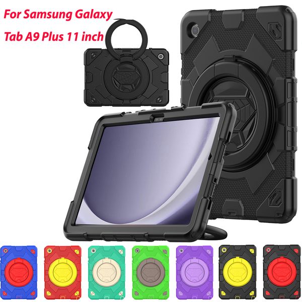 Para o Samsung Galaxy Tab A9 Plus 11 polegadas A9+ Caso Handle 360 Cappa de Kickstand Silicone PC Protection Protecção Rotada Proteção Crianças Seguras Casos de Choque