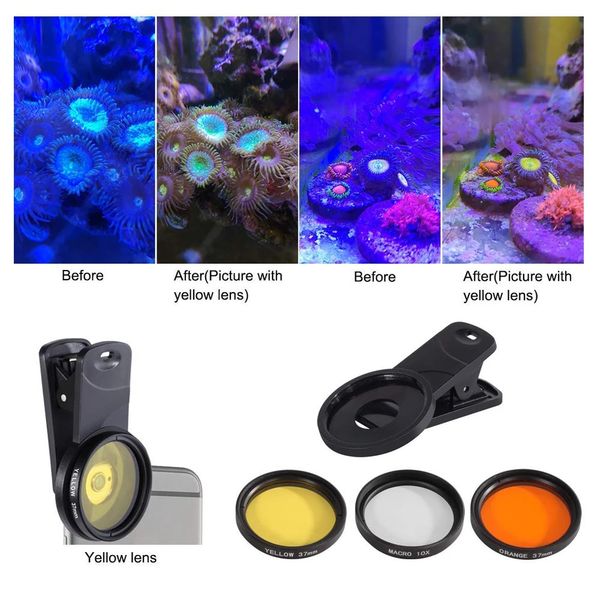 Aquariumobjektiv Aquarium Marine Salzwasser Meerwasser Korallenriffobjektiv Telefonkamera Filter Objektiv Makroobjektiv Fische Aquatisches Terrarium 240314