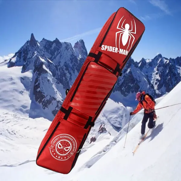 Takım Kırmızı Kayak Torbası Snowboard Kask Boot Kış Spor Seyahat Çantası Tekerlek Kuru ve Islak Ayrılmış Kesitler Snowboard Sırt Çantası