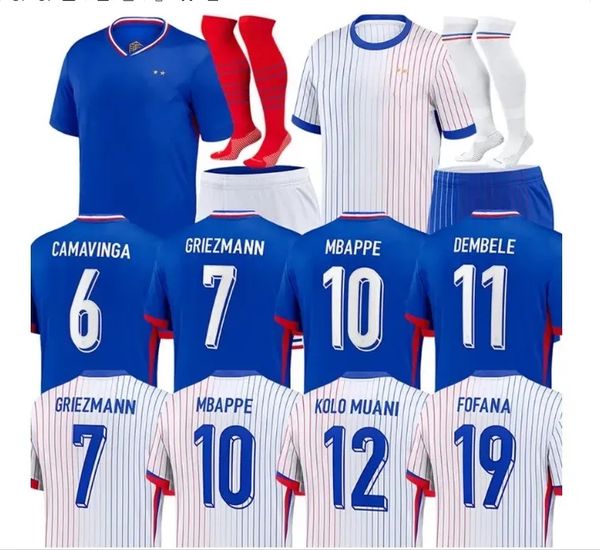 24 25 Fransız Mbappe Kante Benzema Futbol Formaları 2024 Euro Kupa Hayranları Oyuncu Versiyonu Griezmann Giroud Maillot de Ayak Erkek Gömlek Çocuk Kiti Varane Dembele Football Unifor