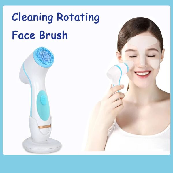Imposta Ckeyin 3 Electric Facial Cleansing Brush Deep Caspatto Ruota a rotazione Silicone Impermeabile per la cura del viso Canda esfoliazione