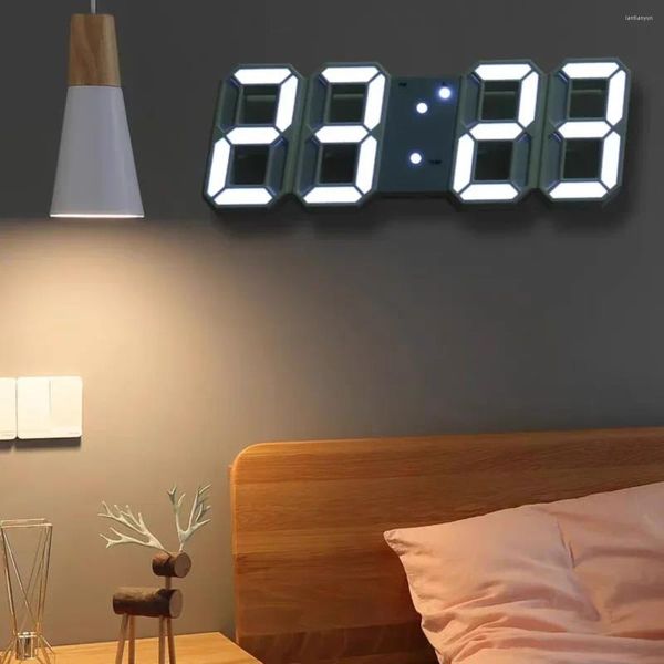 Orologi da tavolo Orologio da tavolo digitale 3D Mini LED Allarme da parete elettronico notturno a bagliore regolabile per l'arredamento di casa/cucina/ufficio Giardino