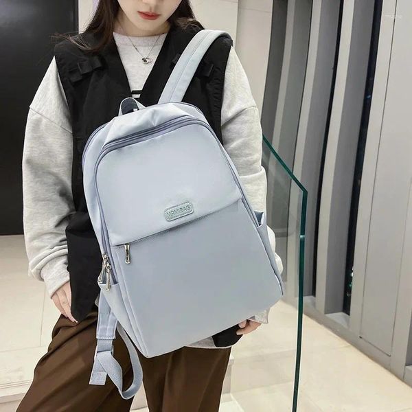 Borse da scuola Lawaia Nylon Zaino per laptop da donna Zaino moda Borsa a tracolla Borsa a tracolla stile preppy Zaini in tinta unita per ragazze Bookbag 2024