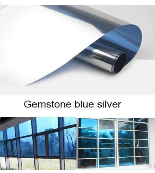 Gemstone Azul Prata À Prova D 'Água Janela Filme One Way Espelho Prata Isolamento Adesivos Rejeição UV Privacidade Windom Tint Films Home 2590398