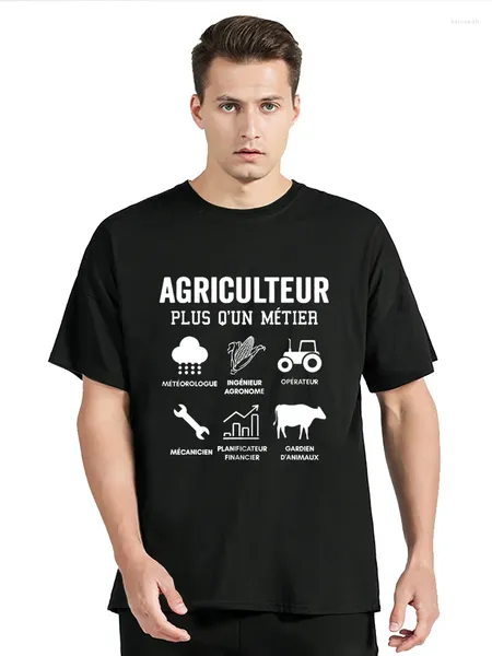 Camiseta masculina novidade humorístico agricultor agrícola frança algodão streetwear manga curta presente trator motorista agricultura vacas camiseta