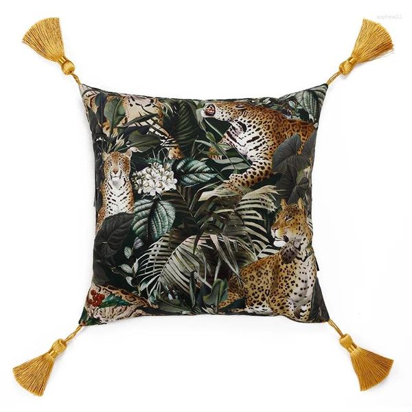 Travesseiro 2024 Selva Animal Coleção Capa Decorativa Caso Vintage Luxo Leopardo Verde Floresta Sofá Cama Coussin