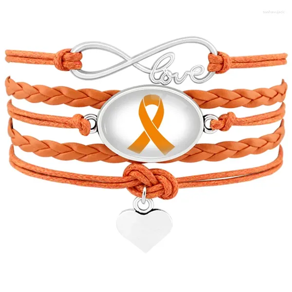 Charm-Armbänder, orangefarbenes Band, Hoffnung, Schmetterling, Herz, Unendlichkeit, Modeschmuck, Geschenk