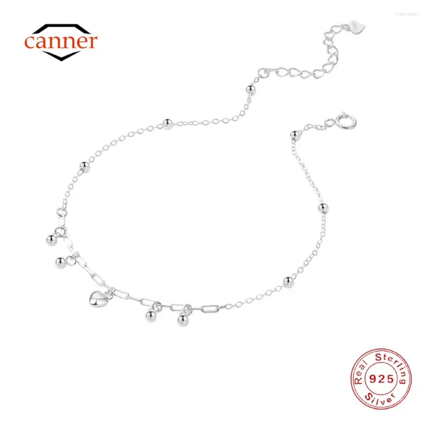 Fußkettchen Canner 925 Sterling Silber Stern Zirkon Verstellbares Knöchelarmband Für Frauen 18 Karat Gold Herz Welle Edlen Schmuck Sommer Party Geschenke