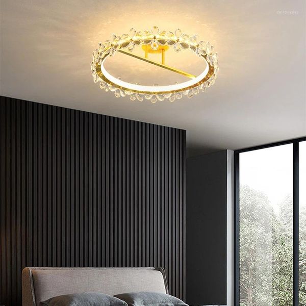 Потолочные светильники, современный светильник Lumina Flower Crystal, светодиодное освещение, Золотая лампа для гостиной, спальни, декор, подвеска