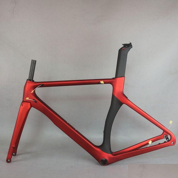 Telai bici Seraph Nuovo telaio da strada Aero Tt-X3 Fibra di carbonio T800 Vernice rossa personalizzata Matte Bb86 Pneumatico 700X28C Freno a disco Drop Delivery Sport Dhcsu