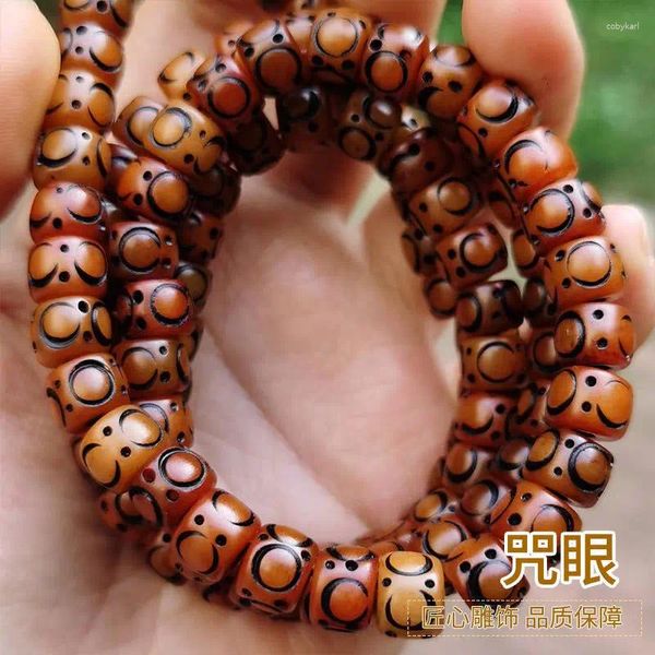 Strand mantra olho 108 contas estilo étnico tibetano artesanato refluxo materiais antigos esculpidos pulseira por atacado