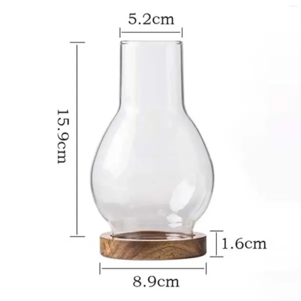 Kerzenhalter, transparente Glasabdeckung, Holzbasis, Öllampenschirm, transparent, 8,9 x 15,9 cm