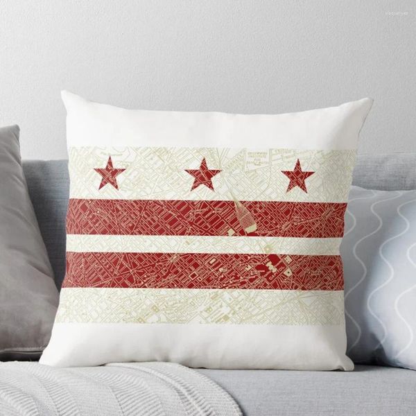 Kissen Washington DC-Flagge mit Vintage-Karte, Überwurf, Schlafkissen, luxuriöser Bezug, Weihnachten