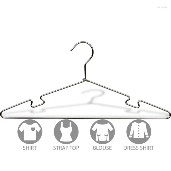 Cabides Slim Metal Suit Hanger com caixa de entalhes de 25 fino e forte top cromado para camisa de vestido